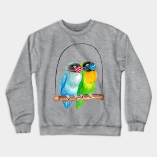 Sleepy Lovebirds Wearing Masks Illustration Crewneck Sweatshirt